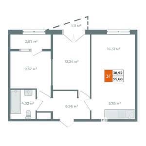 3-к квартира, вторичка, 57м2, 18/19 этаж