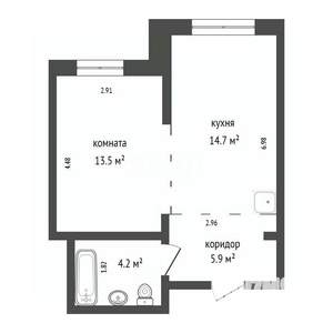 1-к квартира, вторичка, 38м2, 11/19 этаж