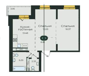 3-к квартира, сданный дом, 62м2, 13/17 этаж