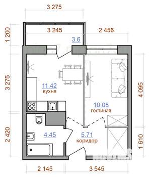 1-к квартира, строящийся дом, 36м2, 6/16 этаж