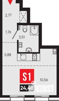 1-к квартира, вторичка, 24м2, 5/14 этаж