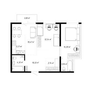 3-к квартира, вторичка, 67м2, 2/19 этаж