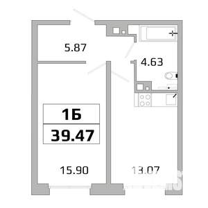 1-к квартира, вторичка, 39м2, 12/16 этаж