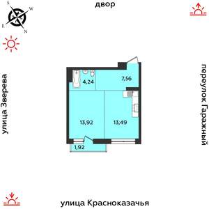 1-к квартира, строящийся дом, 41м2, 8/9 этаж