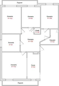 5-к квартира, вторичка, 86м2, 9/9 этаж