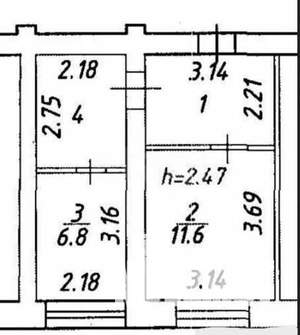 1-к квартира, вторичка, 31м2, 3/5 этаж