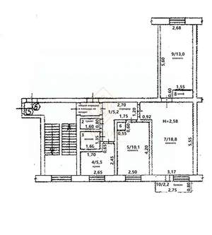 3-к квартира, вторичка, 60м2, 2/5 этаж