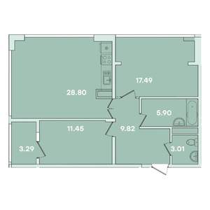 2-к квартира, вторичка, 80м2, 11/16 этаж