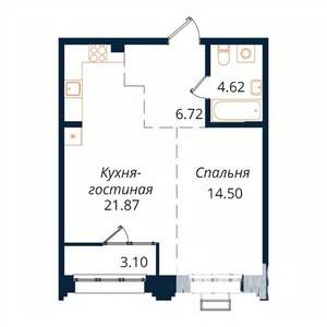 1-к квартира, строящийся дом, 51м2, 2/18 этаж