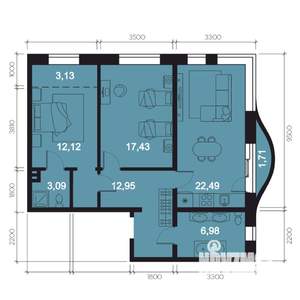 3-к квартира, строящийся дом, 80м2, 2/8 этаж