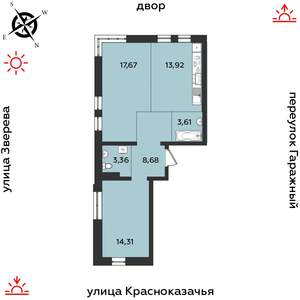 2-к квартира, строящийся дом, 62м2, 3/9 этаж