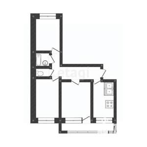 3-к квартира, вторичка, 72м2, 2/5 этаж