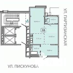 2-к квартира, строящийся дом, 59м2, 4/18 этаж