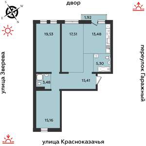 3-к квартира, строящийся дом, 92м2, 7/9 этаж