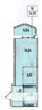 1-к квартира, вторичка, 35м2, 3/19 этаж