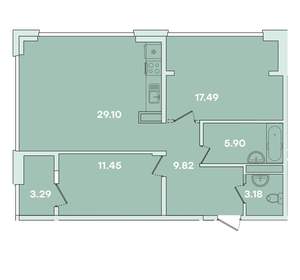2-к квартира, вторичка, 80м2, 6/14 этаж