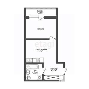 1-к квартира, вторичка, 29м2, 4/10 этаж
