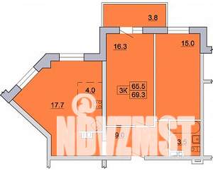 3-к квартира, строящийся дом, 70м2, 6/13 этаж