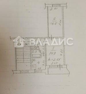 2-к квартира, вторичка, 42м2, 5/5 этаж