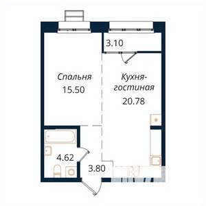 1-к квартира, строящийся дом, 48м2, 7/18 этаж