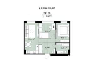 2-к квартира, вторичка, 66м2, 6/9 этаж