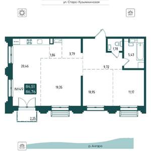 3-к квартира, вторичка, 87м2, 7/20 этаж