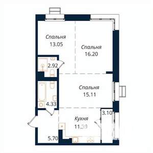 3-к квартира, строящийся дом, 72м2, 10/18 этаж