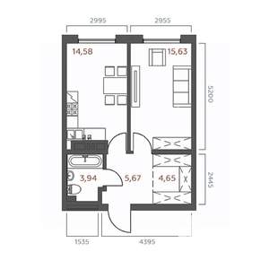 1-к квартира, вторичка, 44м2, 3/18 этаж