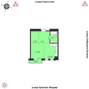1-к квартира, строящийся дом, 40м2, 4/14 этаж