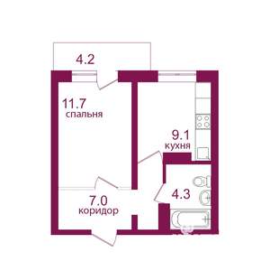1-к квартира, строящийся дом, 36м2, 12/12 этаж