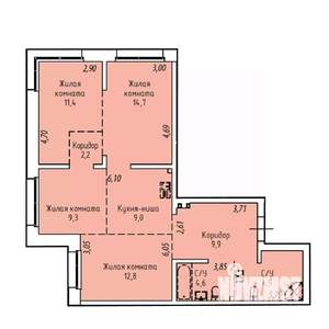 4-к квартира, строящийся дом, 80м2, 8/19 этаж
