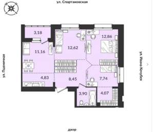 4-к квартира, сданный дом, 69м2, 4/12 этаж
