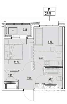 2-к квартира, строящийся дом, 38м2, 5/19 этаж