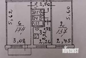 2-к квартира, вторичка, 44м2, 4/5 этаж