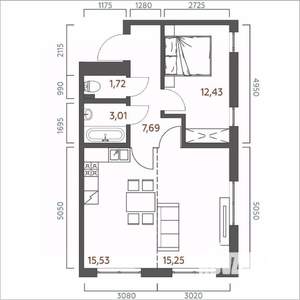 2-к квартира, вторичка, 56м2, 15/19 этаж