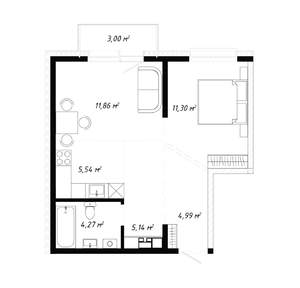 2-к квартира, вторичка, 46м2, 2/19 этаж