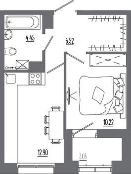 1-к квартира, вторичка, 36м2, 12/16 этаж