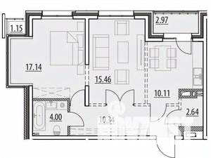 2-к квартира, вторичка, 64м2, 1/13 этаж