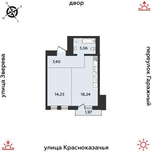 1-к квартира, строящийся дом, 47м2, 9/9 этаж
