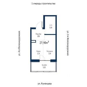 1-к квартира, вторичка, 28м2, 3/18 этаж