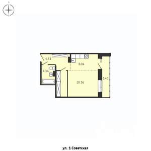 1-к квартира, строящийся дом, 45м2, 3/15 этаж