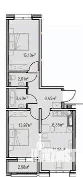 2-к квартира, вторичка, 64м2, 4/13 этаж