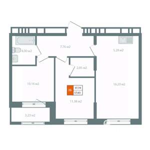 3-к квартира, вторичка, 59м2, 11/14 этаж