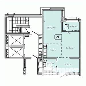 2-к квартира, строящийся дом, 59м2, 6/18 этаж