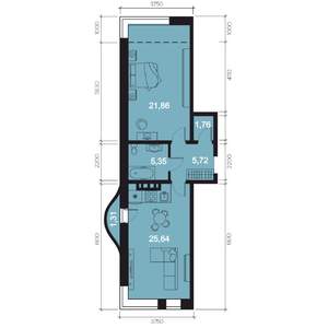2-к квартира, вторичка, 65м2, 5/8 этаж