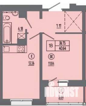 2-к квартира, вторичка, 40м2, 7/16 этаж