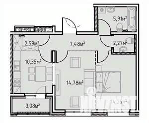 2-к квартира, вторичка, 61м2, 1/13 этаж