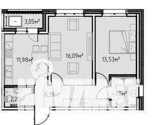 2-к квартира, вторичка, 59м2, 6/13 этаж