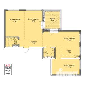 4-к квартира, вторичка, 108м2, 17/19 этаж