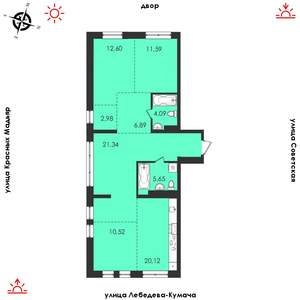 3-к квартира, строящийся дом, 96м2, 4/14 этаж